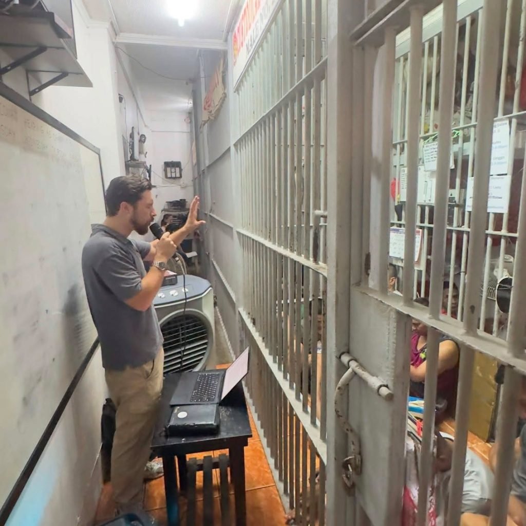 Preaching to inmates at a local jail